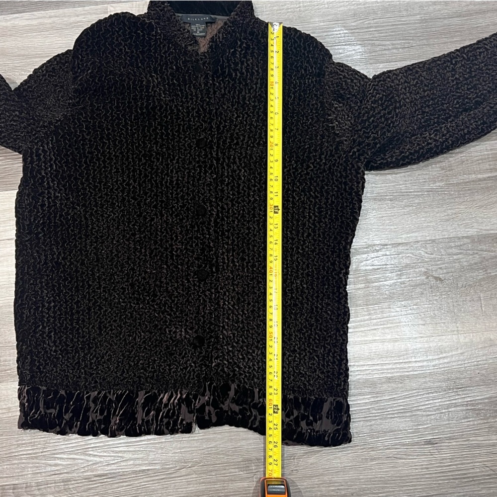 Silkland sweater jacket sz Medium brown Crinkle Knit / Decorative Cuffs - Picture 7 of 7